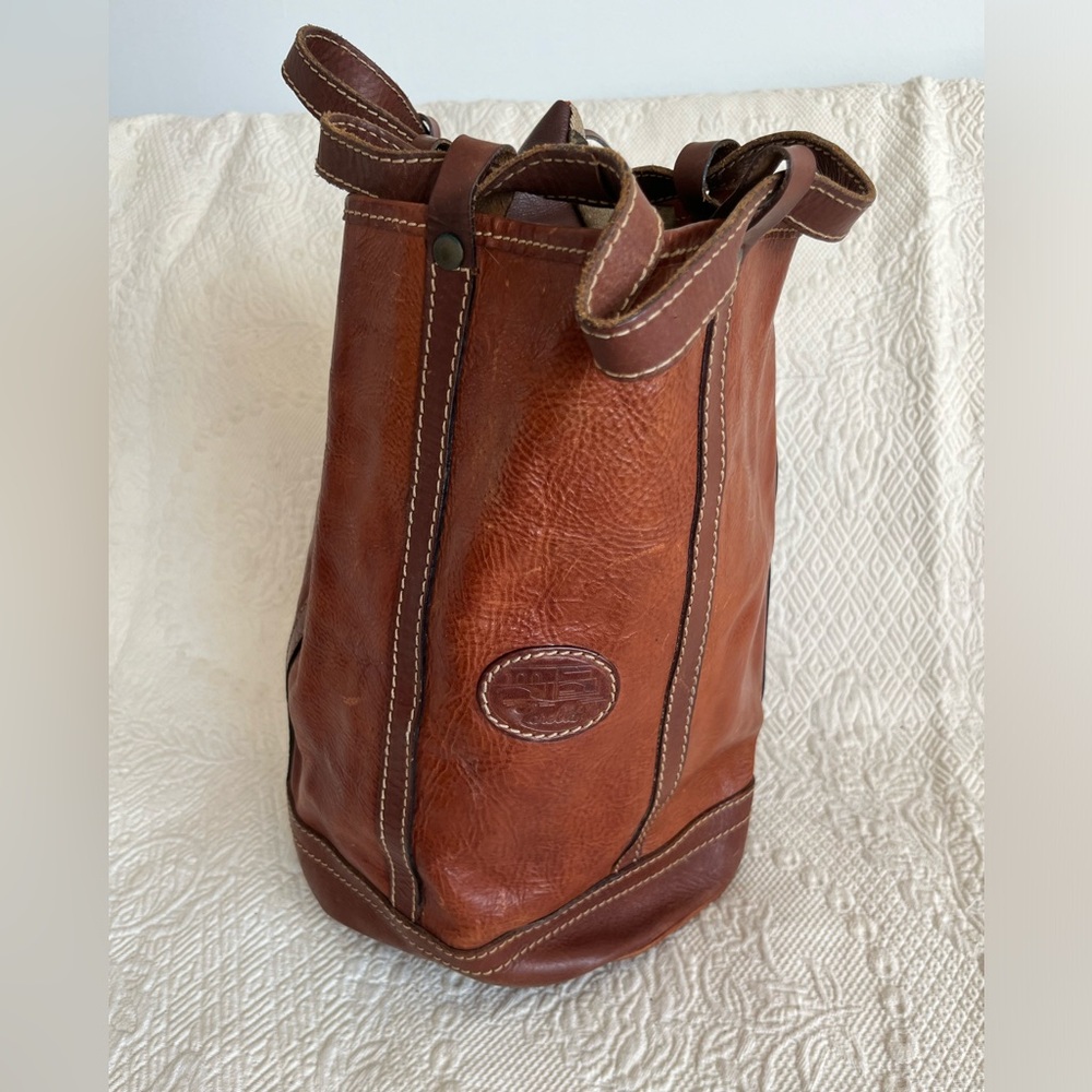leather bag LARELLA ITALY bucket bag backpack w/ straps Italian vintage - Picture 17 of 17